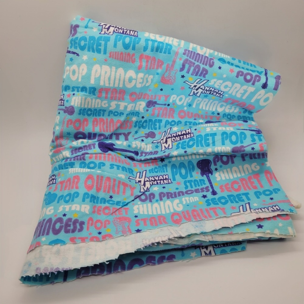 Disney Hannah Montana Flannel Fabric Remnant Turquoise Pop Star Secret Princess